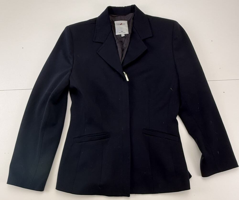 Vertigo Paris Womens Blazer M Black Asymmetrical Zip Jacket Made in France